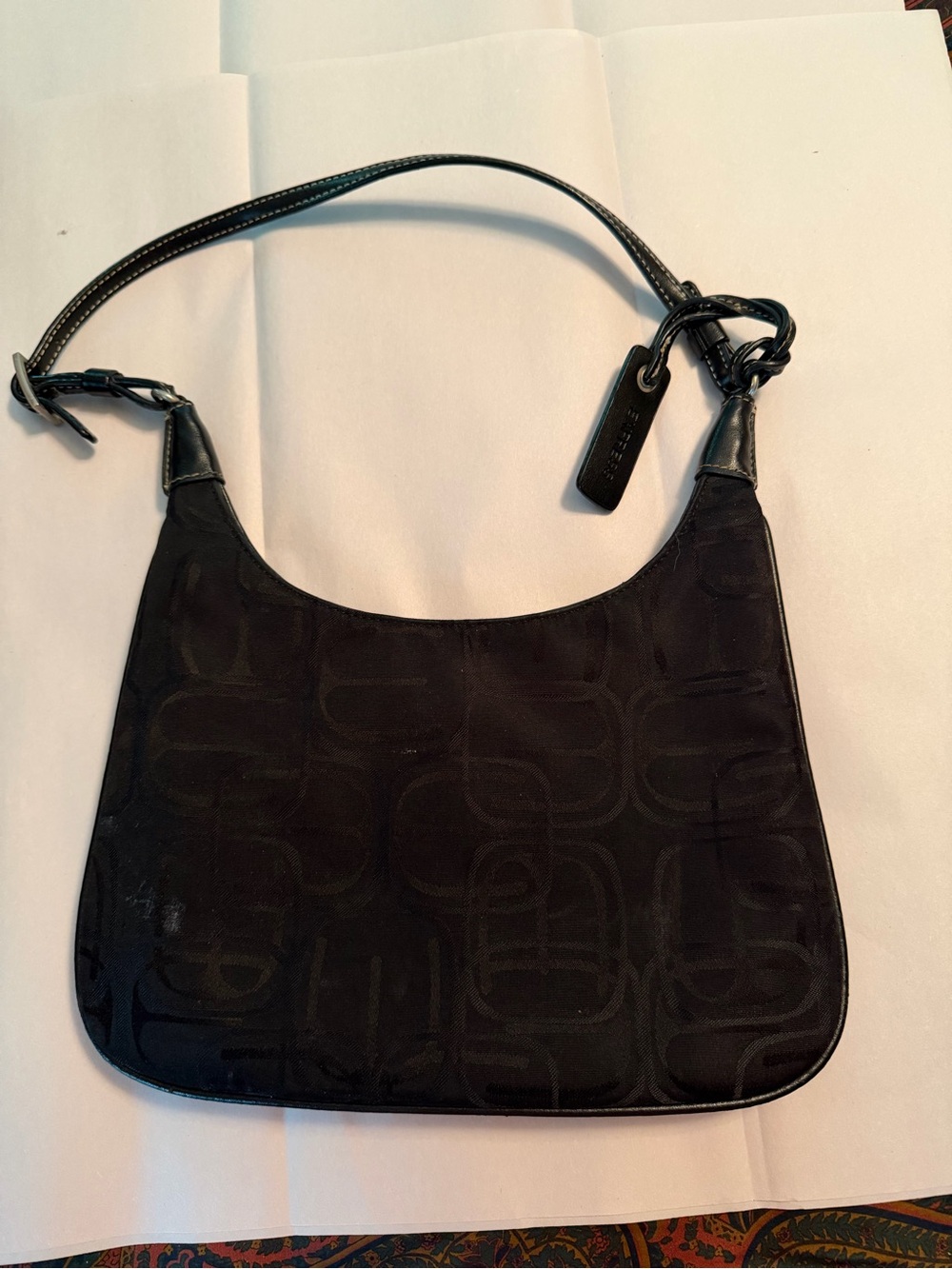 Express Black Shoulder Bag with Logo Jacquard